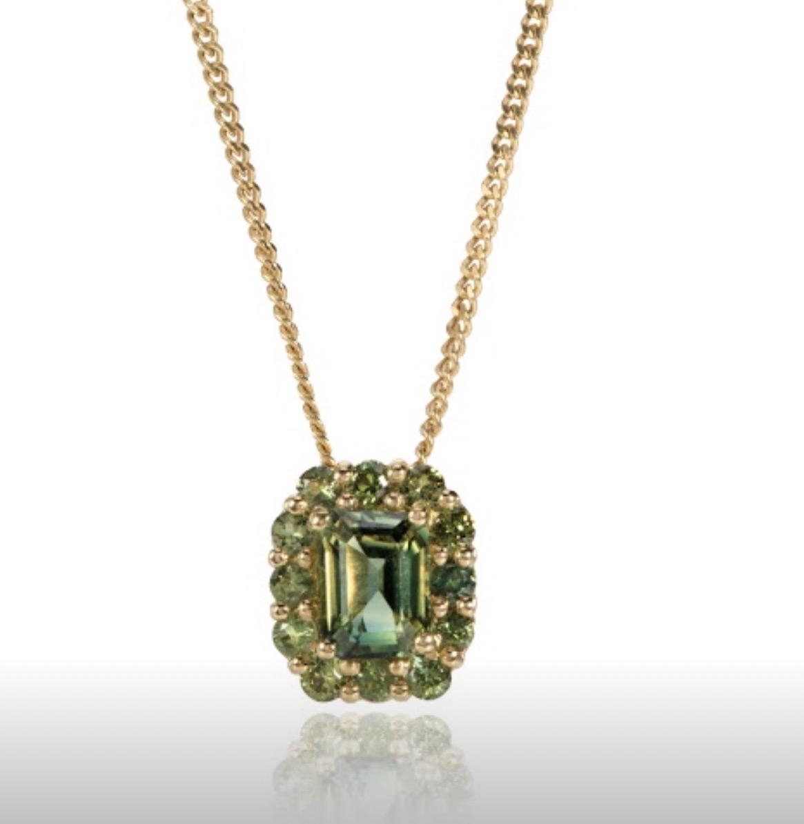 Gold Diamante Green Stone Droplet Necklace - Lovisa